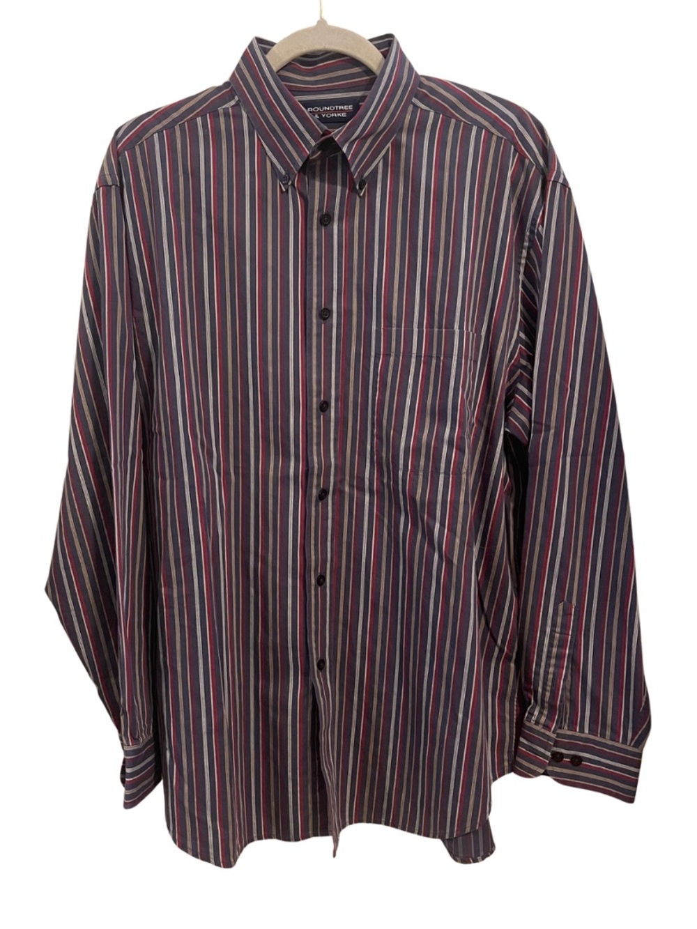 Roundtree & Yorke Men's Striped Button-Up Pure Cotton Shirt